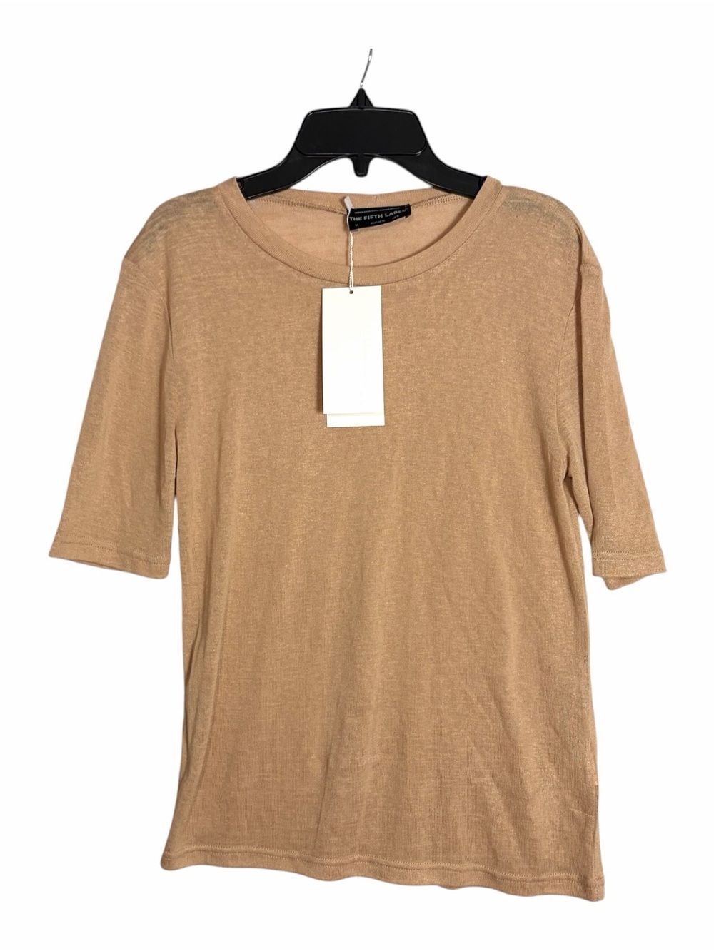 NEW The Fifth Label Revolution Top Tee Sz M Sheer Viscose Tan Base Layer T-shirt